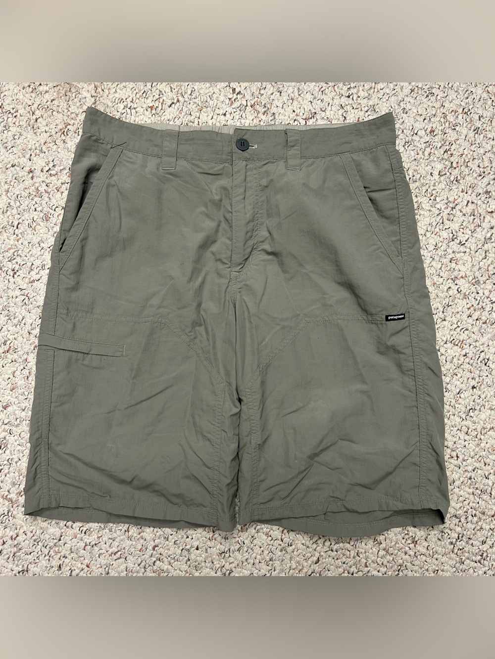 Patagonia Sandy Cay Cargo Shorts Medium 9" Green Lightweight Hiking Outdoor Flaw